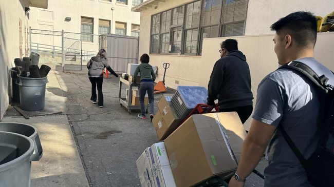 moving boxes of donations