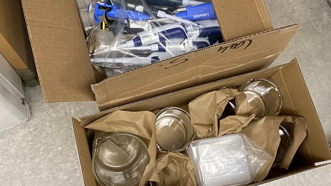 Donated pipettes and glassware