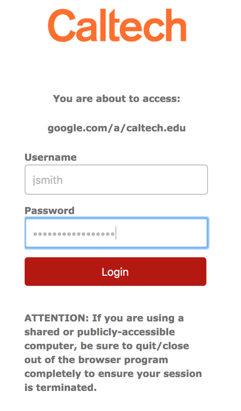 GoogleCaltechLogin