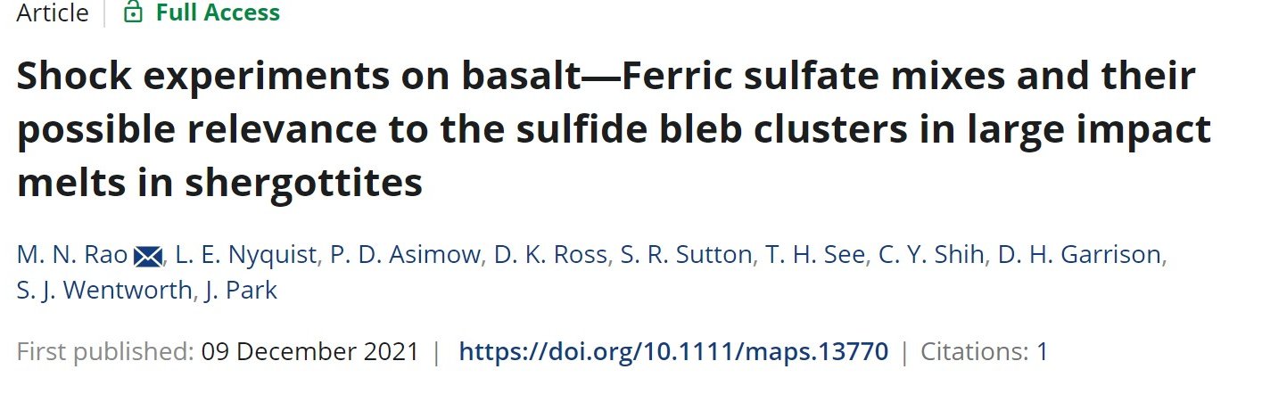 Shock experiments on basalt – ferric sulfate mixes and their possible relevance to the sulfide bleb-clusters in large impact-melts in shergottites