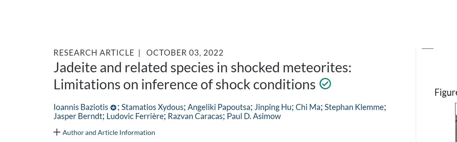 Jadeite and related species in shocked meteorites: Limitations on inference of shock conditions 2022