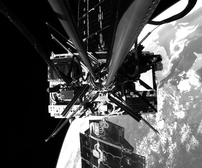 The DOLCE structure halfway uncoiled in space