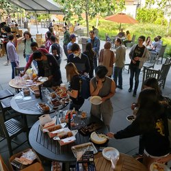 Caltech students enjoying refreshments from Hameetman Center Eid Event