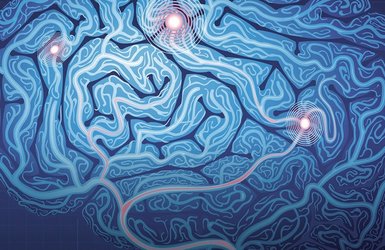 Illustration of a brain made up of circuits