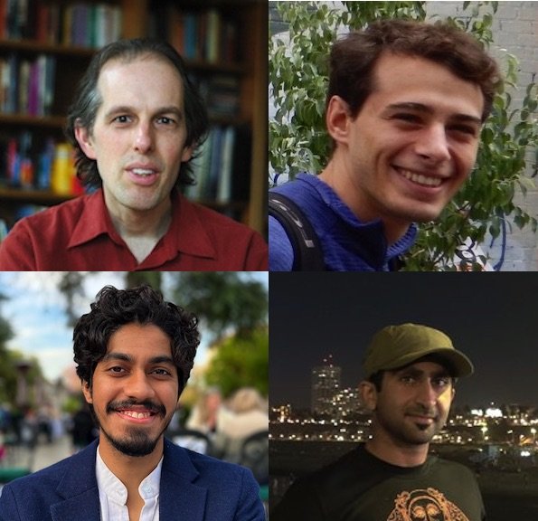 Clockwise from top left: Headshots of Daniel Wagenaar, Frank Lanfranchi, Adi Nair and Tarun Sharma