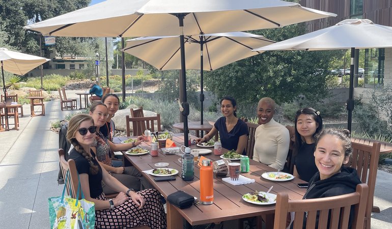 People having lunch outside