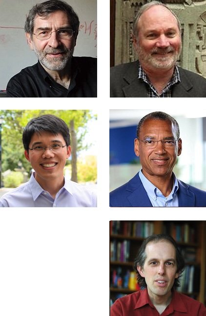 Headshots, clockwise from top left: Henry Lester, Dennis A. Dougherty, Steve Mayo, Daniel Wagenaar, Wei Gao