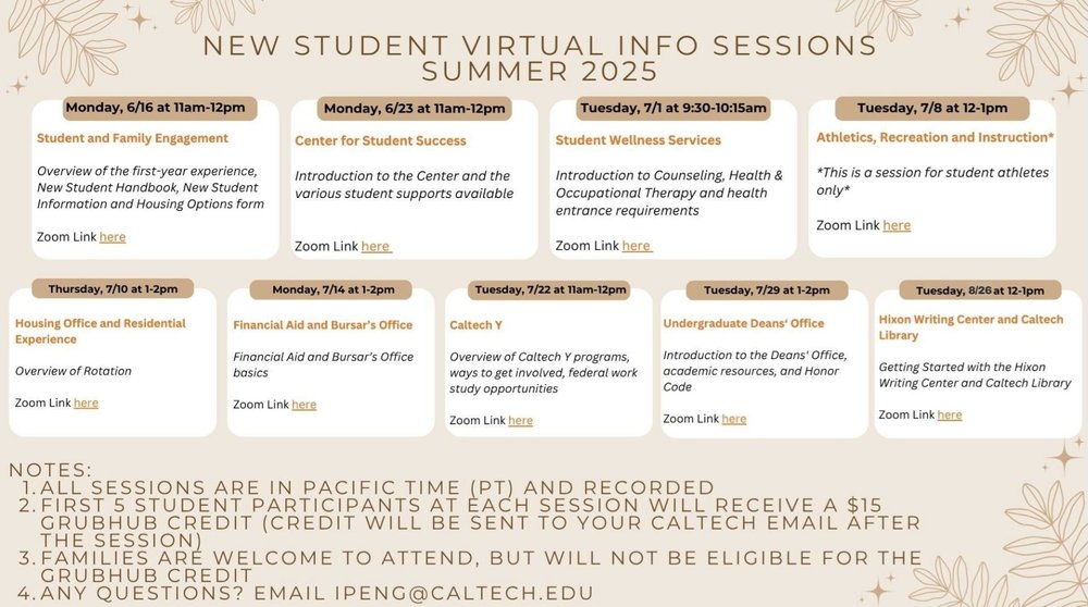 upcoming online info sessions schedule