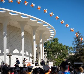 balloon arch at Beckman Auditorium