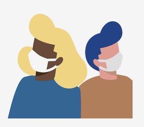 illustration with people wearing masks