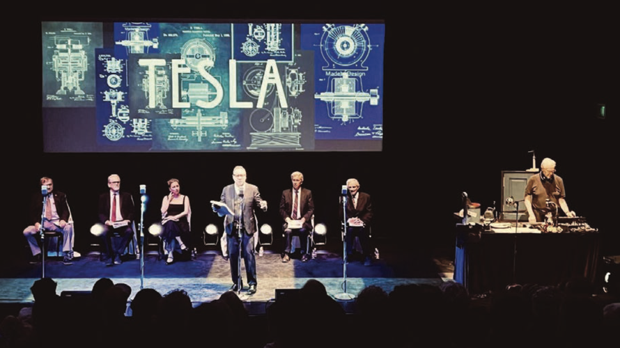 During the performance of "Tesla, A Radio Play for the Stage"
