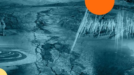 collage showing Earth, a seismogram, and other seismology images