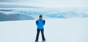 woman surrounded by snow