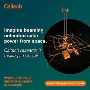 A graphic showing a space solar power installation