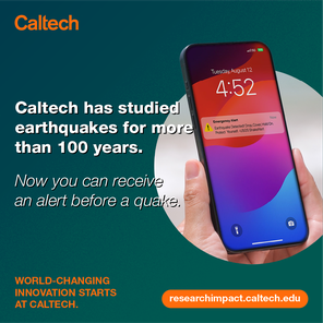 A graphic showing a smartphone with an earthquake alert
