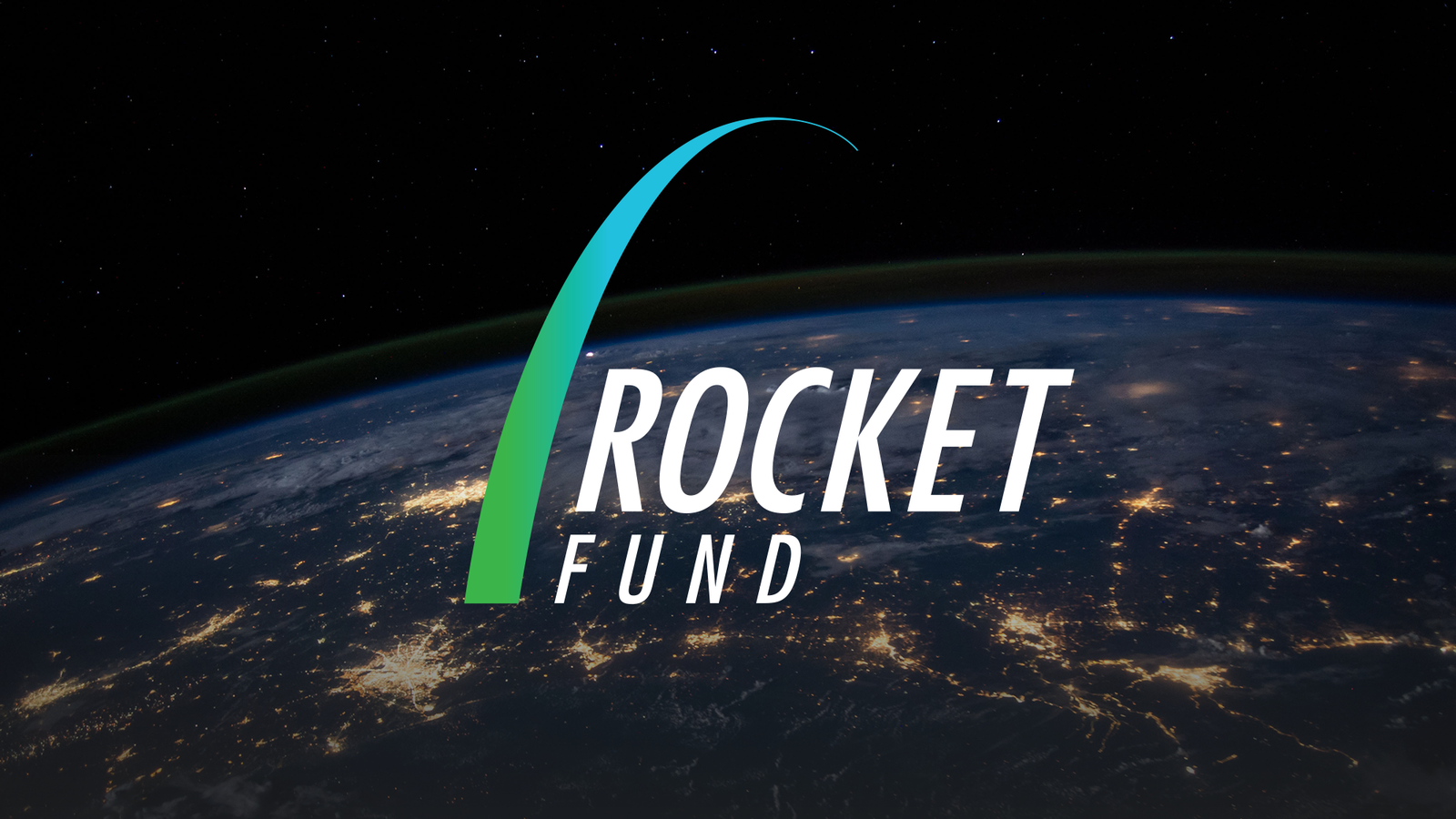 Rocket Fund logo on an image of Earth at Night