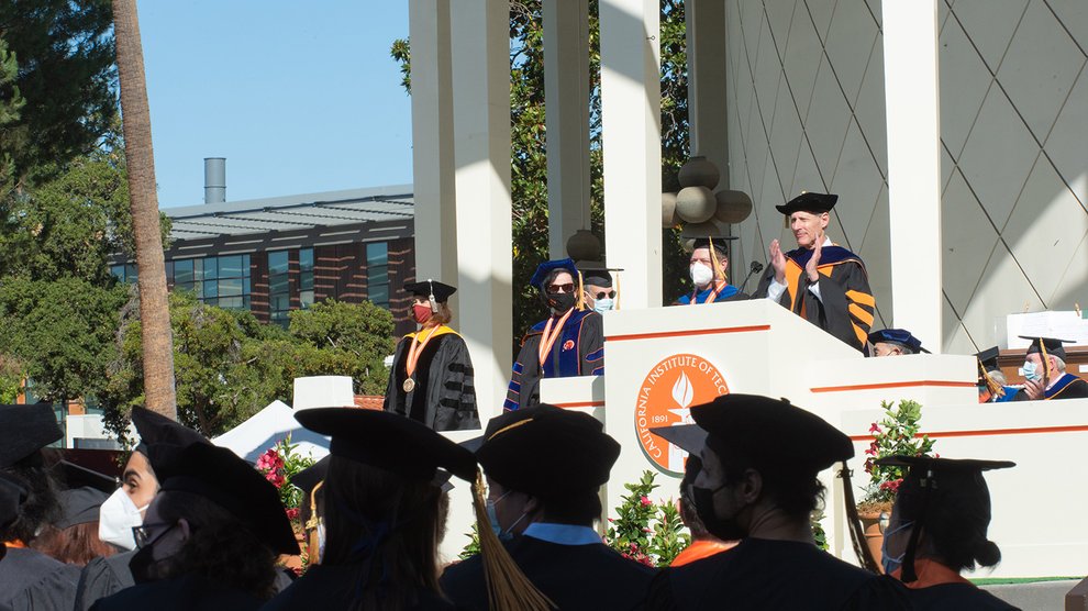 Caltech president Thomas F. Rosenbaum during October 2021 commencement.