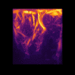 Red and orange streaks in a rotating cube