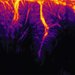 Red and orange streaks with a background of black and purple