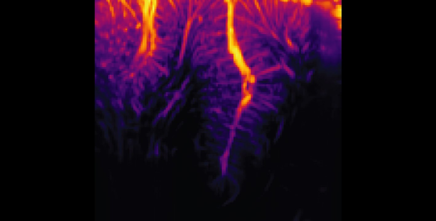 Red and orange streaks with a background of black and purple