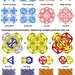 A series of drawings indicating how various shapes--particularly octahedral and cuboctahedral cages--can be joined together in various three-dimensional arrangements to produce PAMs.