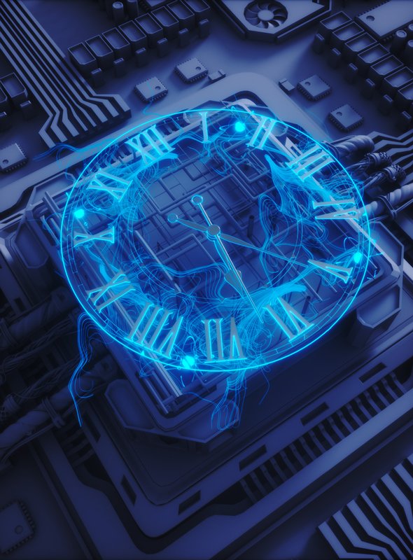 Artist's concept of an entangled atomic clock.