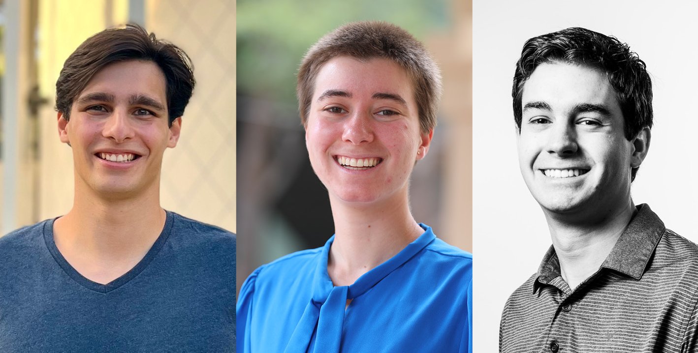 photos of Lucas Abounader, Hannah Fisher, and Andrew Pasco