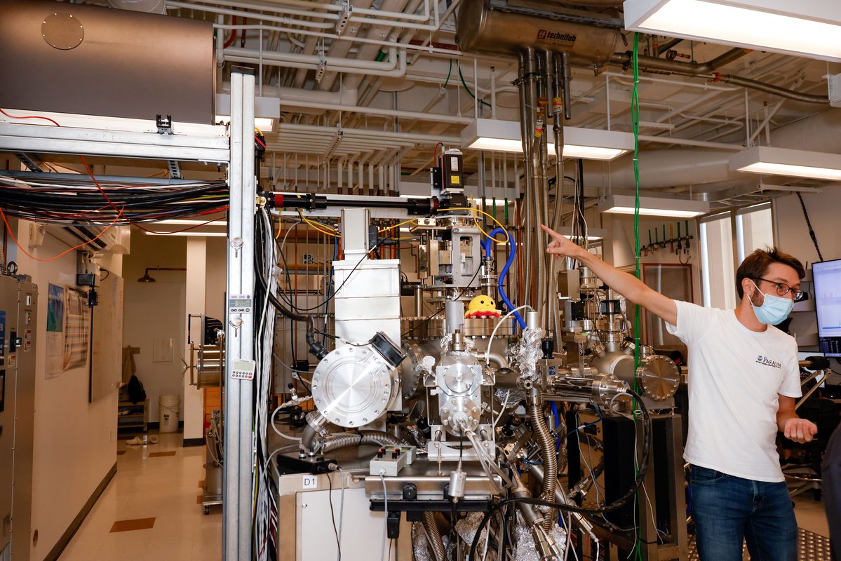 Joe Falson, shown here in his Caltech lab, explores the properties of highly entangled materials in collaboration with IQIM colleagues.
