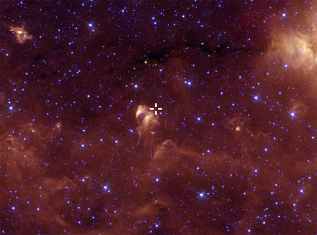 Location of young outbursting star