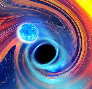 Artwork of a neutron star–black hole merger