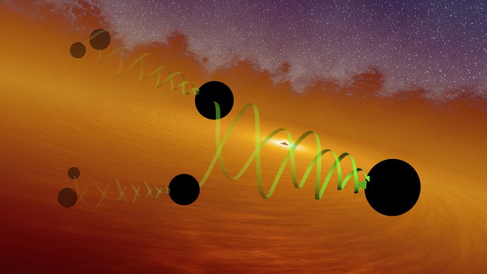 Illustration of a hierarchical black hole merger