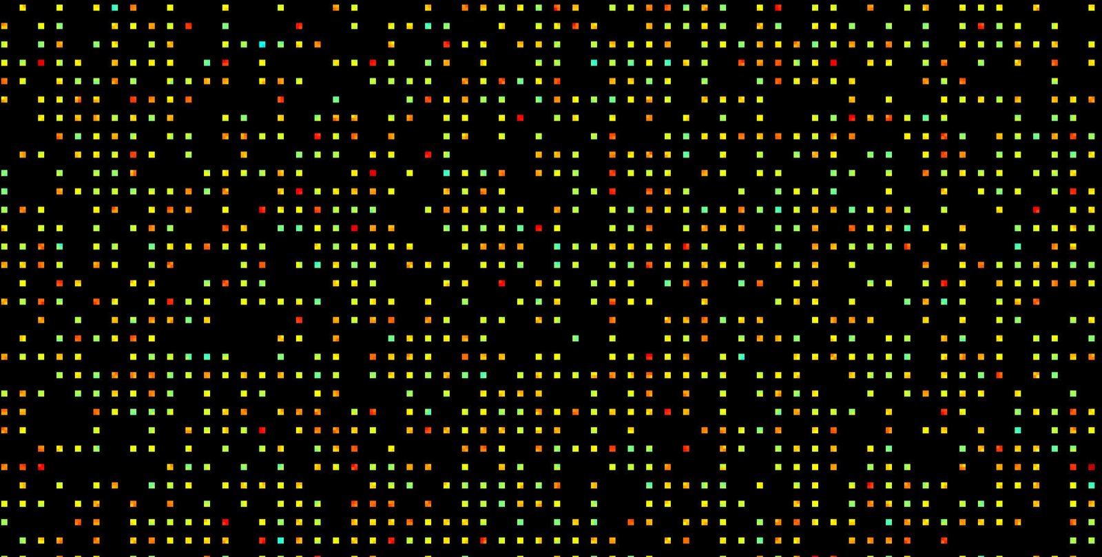A grid of colored squares on a black background.