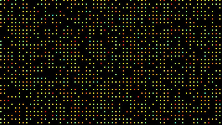 A grid of colored squares on a black background.