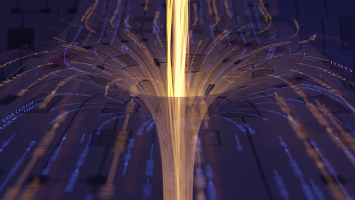 Artwork depicting a quantum experiment that studies traversable wormholes.