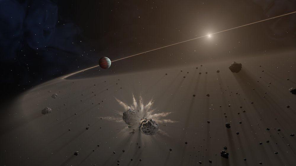 illustration of exoplanet and small bodies