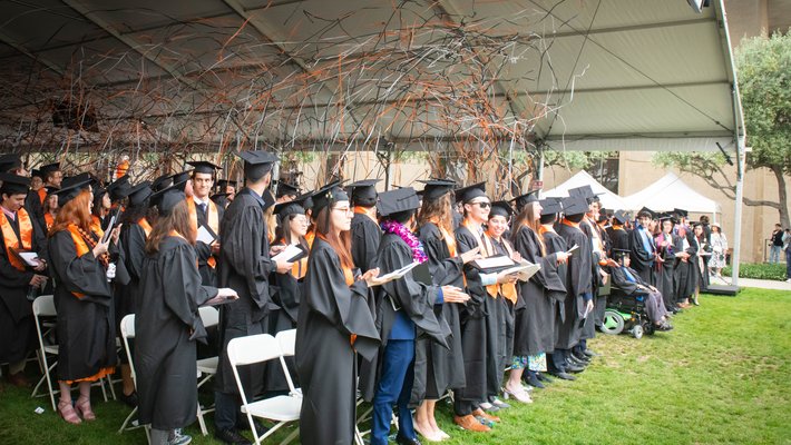 Caltech graduates release confetti as they celebrate Commencement 2023
