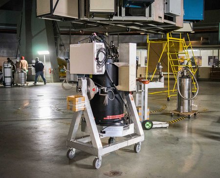 Picture of the instrument on the floor at Palomar.
