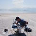 Researchers examine nematodes by Mono Lake in the Eastern Sierras of California.