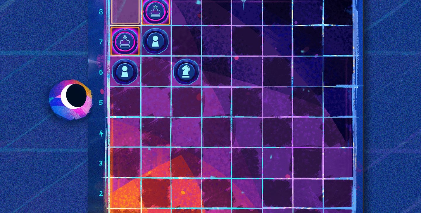 Screenshot from quantum chess showing two kings in superposition.