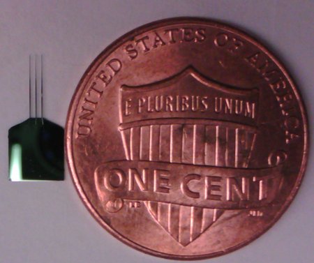 Brain probe compared to a penny