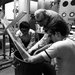 photo of Rolf Sabersky and three others observing sand flow