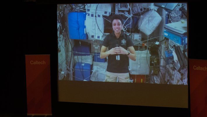 Jessica Watkins Q&A event in Ramo Auditorium on August 9, 2022.