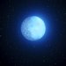 dappled blue orb with a black background dotted with stars