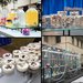 collage of four photos showing event setup