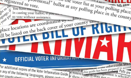 montage of voter guide text