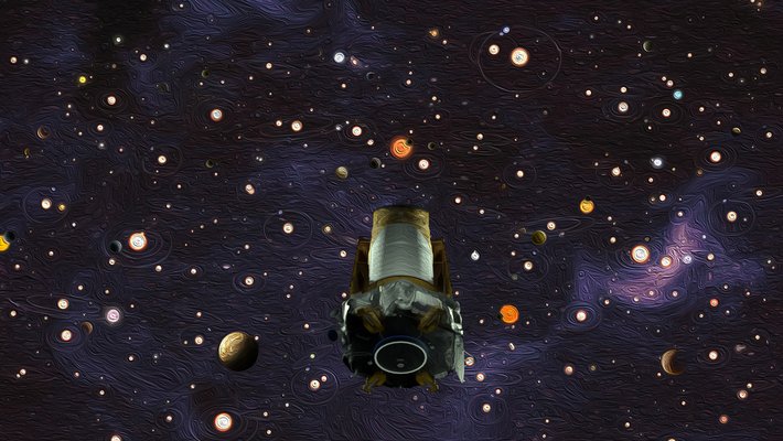Artwork of Kepler telescope in space