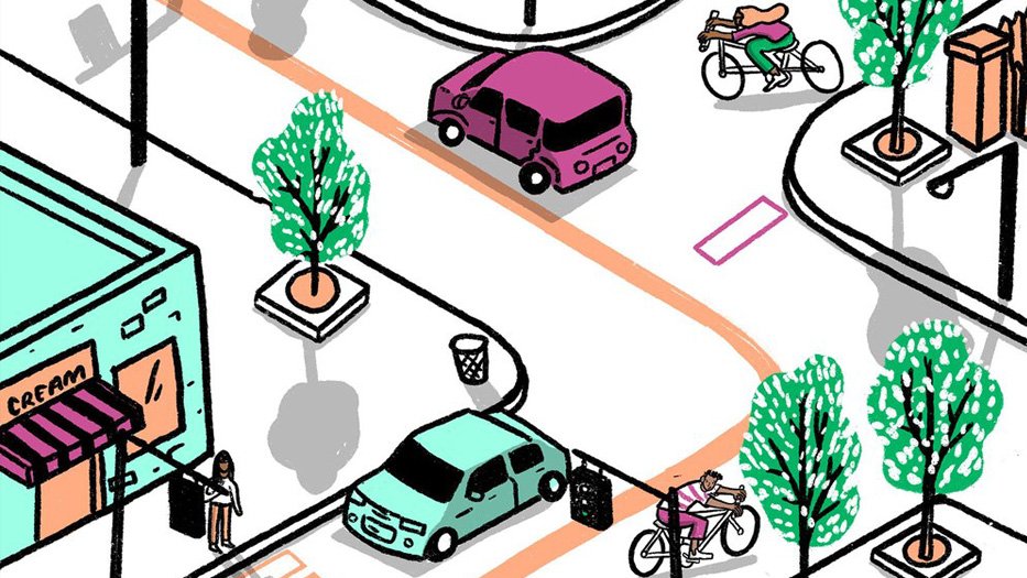 Cartoon drawing of vehicle intersection
