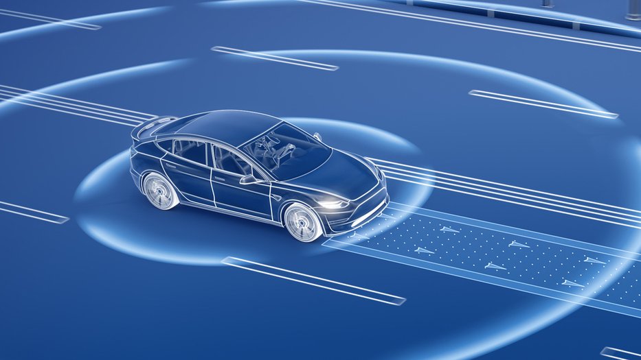 An illustration of a self driving car