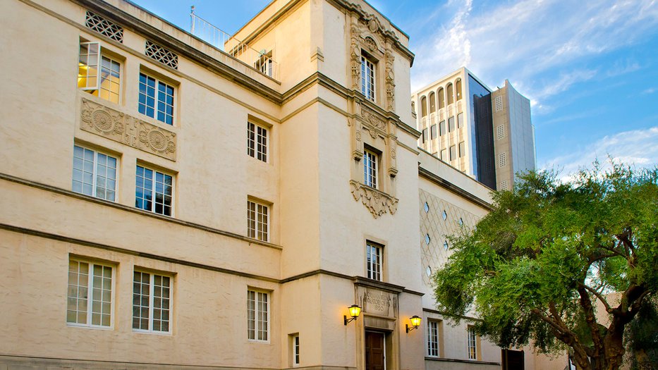 Outside face of Bridge Laboratory on Caltech's campus