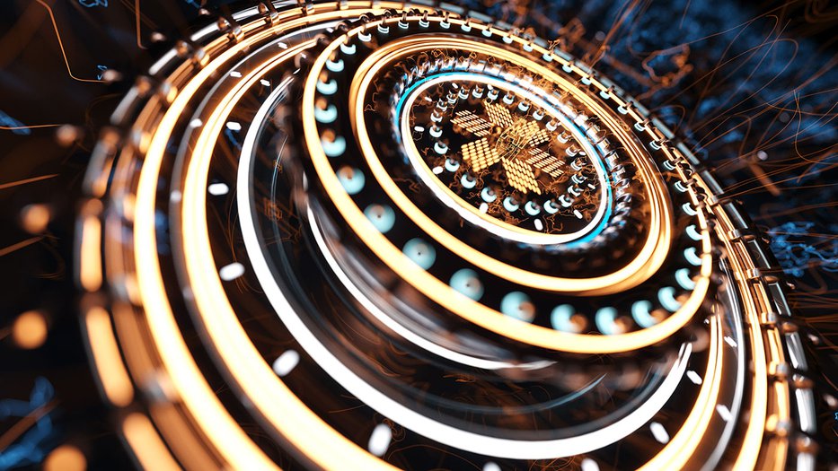Close up photo of a quantum computer processor